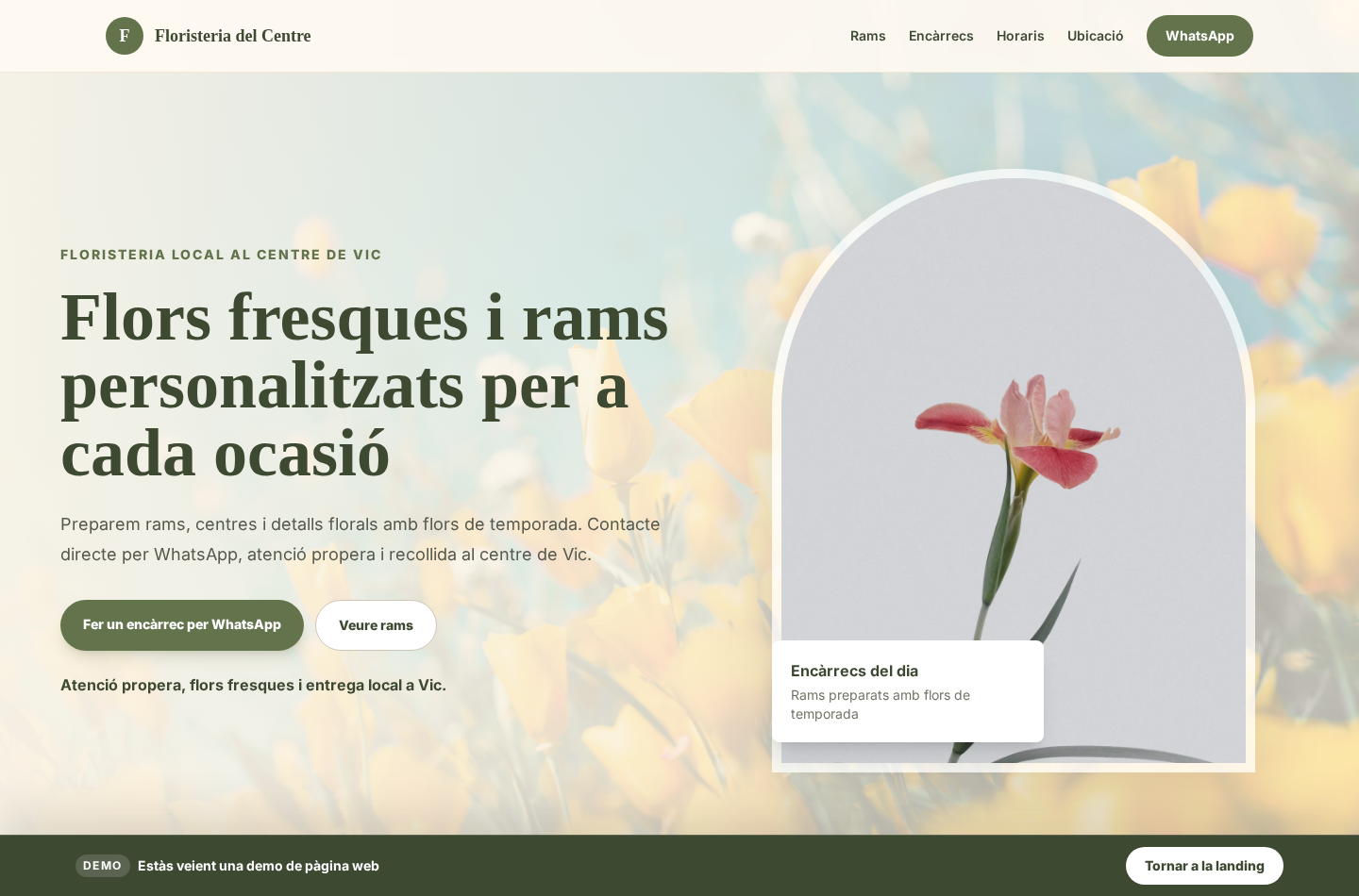 Demos para negocio local: Floristería: catálogo